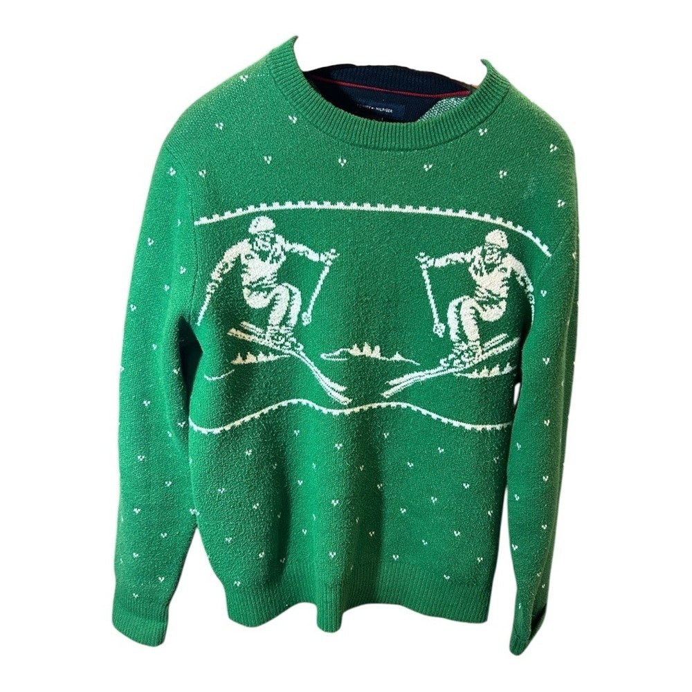 Tommy Hilfiger Green Ski Motif Crewneck Sweater